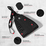 FitEngine Bauchtrainingsschlaufen mit Karabinerhaken, gepolstert, belastbar bis 150 kg, robuste Nähte und schweißabweisendes Material.