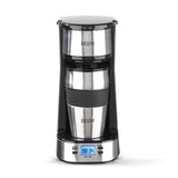 BEEM Single-Kaffeemaschine Thermo2Go mit Edelstahlgehäuse, 24-Stunden-Timer und doppelwandigem Thermobecher schwarz.