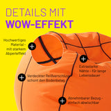 LUMALAND Luxury Basketball Sitzsack – hochwertiges, waschbares Sitzkissen mit abnehmbarem Bezug und robusten Nähten im Basketball-Design.