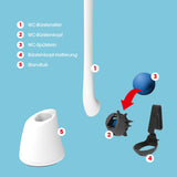 EASYmaxx WC-Bürste - 2 in 1-Klick-System mit flexiblem Silikonbürstenkopf und integriertem WC-Spülstein in weiß/schwarz.