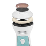 VITALmaxx Hornhautentferner mit Saugfunktion - 6V, weiß/türkis, batteriebetrieben mit 2 Aufsätzen und kabellosem Bedienkomfort.