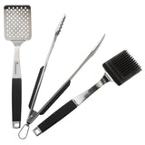 LANDMANN Pure Grillwender aus Edelstahl mit gummiertem Griff, ideal für großflächiges Grillgut, ergonomisch geformt für sichere Handhabung.