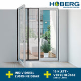 Hoberg Tür-Insektenschutz 100 x 210 cm mit Magnetverschluss, klettbaren Befestigungen und zuschneidbarer Höhe, anthrazitfarben und selbstschließend.