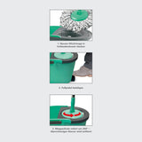 CLEANmaxx Power-Wischmopp 8 Liter türkis/grau mit Schleuder, Fußpedal und Mikrofaser-Mopp für streifenfreie Reinigung.