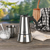 BEEM ESPRESSOMAKER - Espressokocher für 6 Tassen aus Edelstahl, geeignet für alle Herdarten inklusive Induktion, mit praktischem Baumwollbeutel.