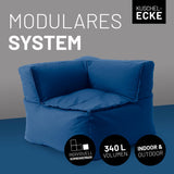 LUMALAND Sitzsack-Sofa Ecke Navyblau, modulares System, 340 L Volumen, kombinierbar, Indoor & Outdoor, extrastark und pflegeleicht.