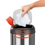 MAXXMEE Sensor-Abfalleimer 35 Liter chrom/schwarz mit automatischem Sensordeckel und manueller Touch-Bedienung, matte Oberfläche reduziert Fingerabdrücke.