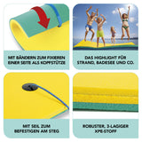 MAXXMEE Wassermatte XXL - 270 x 180cm, robust, 3-lagig, mit Fixierbändern und Seil, bis 300 kg belastbar, ideal für Wasser und Strandspaß