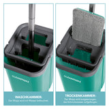 CLEANmaxx Komfort-Mopp mit 2 Kammer-System türkis, 5,7l Eimer mit Auswring-Mechanismus für feuchtes Wischen ohne Bücken.