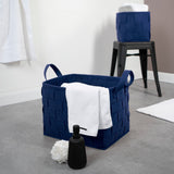 N8WERK Filz-Aufbewahrungstasche L - 40 x 30 x 30 cm - Dunkelblau, faltbarer Filzkorb mit Tragegriffen für vielseitige Aufbewahrung im Haushalt.