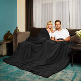 LUMALAND Wohndecke Kuscheldecke aus weichem Coral Fleece 220 x 240 cm schwarz, angenehm, flauschig und hautfreundlich.