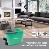 CLEANmaxx Power-Wischmopp 8 Liter türkis/grau mit Schleudereinsatz und Fußpedal für streifenfreie Sauberkeit auf allen Böden.