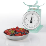 GOURMETmaxx Küchenwaage Retro in Mint mit mechanischer Funktionsweise, Waagschale und präziser Messung bis 5 kg.