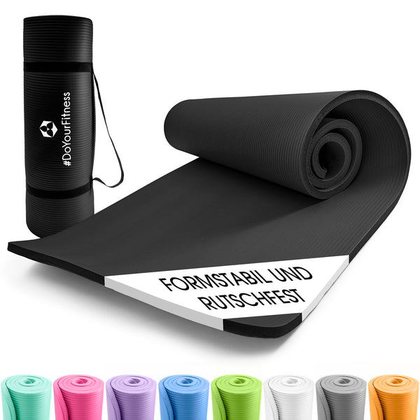 #DoYourFitness Fitnessmatte - In- & outdoor - Yoga, Gymnastik & Co. - 183 x 61 x 1,5 cm - Schwarz