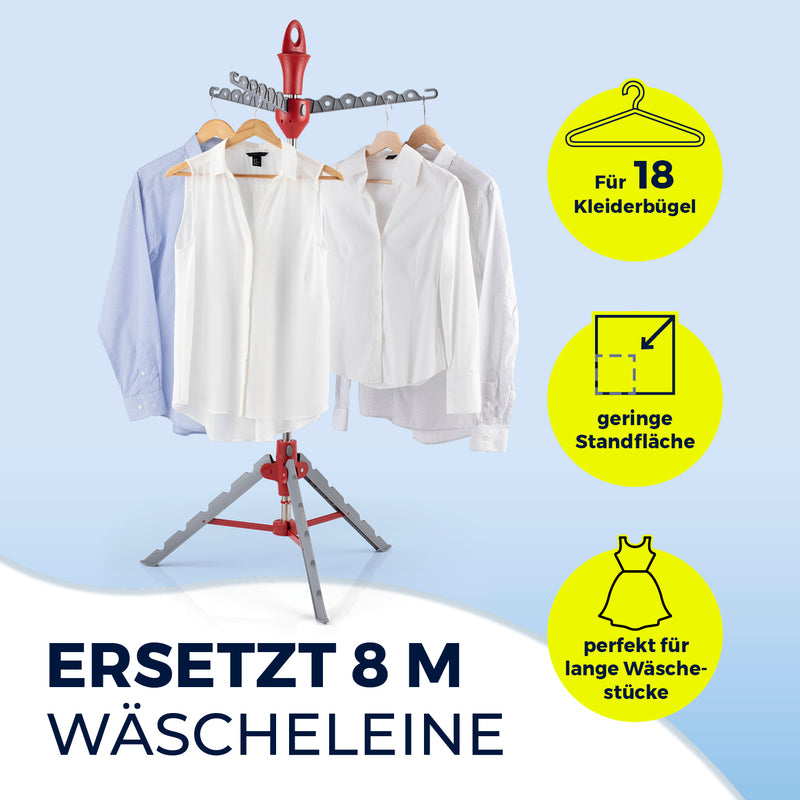 EASYmaxx Wäschespinne für 18 Bügel - klapp- & höhenverstellbar - in- und outdoor