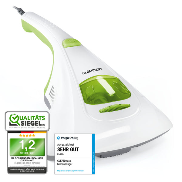 CLEANmaxx Milbensauger Vibration - entfernt 99,9 % Milben - Weiß/Limegreen