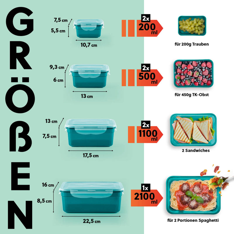 GOURMETmaxx Frischhaltedosen Klick-it 14-tlg. - smaragd/transparent