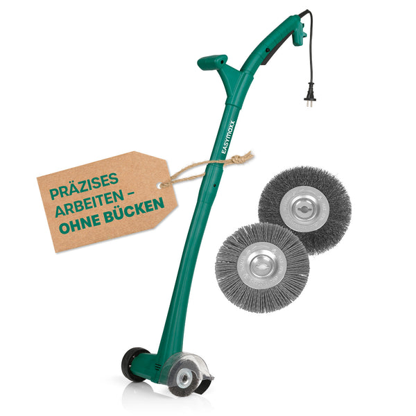 EASYmaxx Fugenreiniger elektrisch 140 Watt grün mit ergonomischem Griff und zwei auswechselbaren Bürsten für mühelose Fugenreinigung.