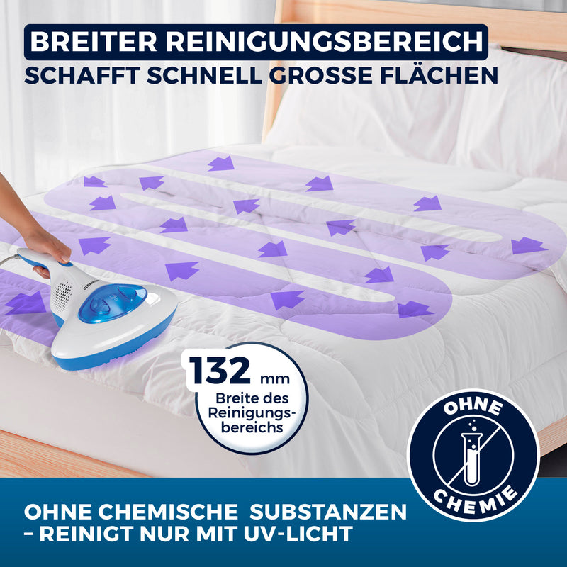 CLEANmaxx Milbensauger Vibration mit UV-C-Licht - entfernt 99,9 % aller Milben - blau/weiß