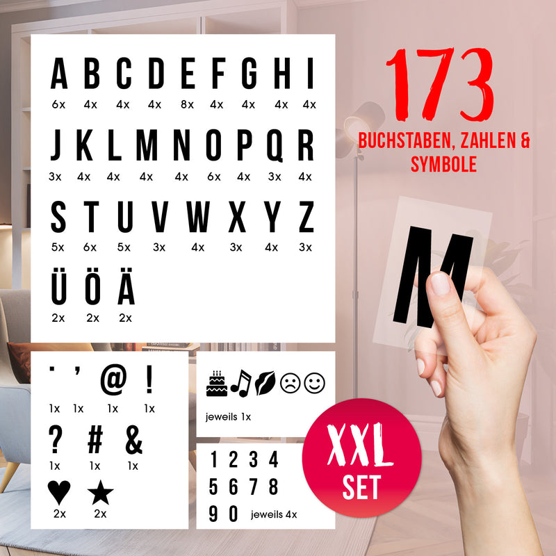 EASYmaxx LED-Leuchtkasten in Schwarz/Weiß mit 173 Buchstaben & Symbole