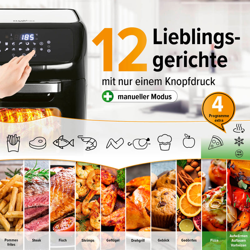 MAXXMEE Heißluft-Fritteuse Digital - 12 l Fassungsvermögen - schwarz