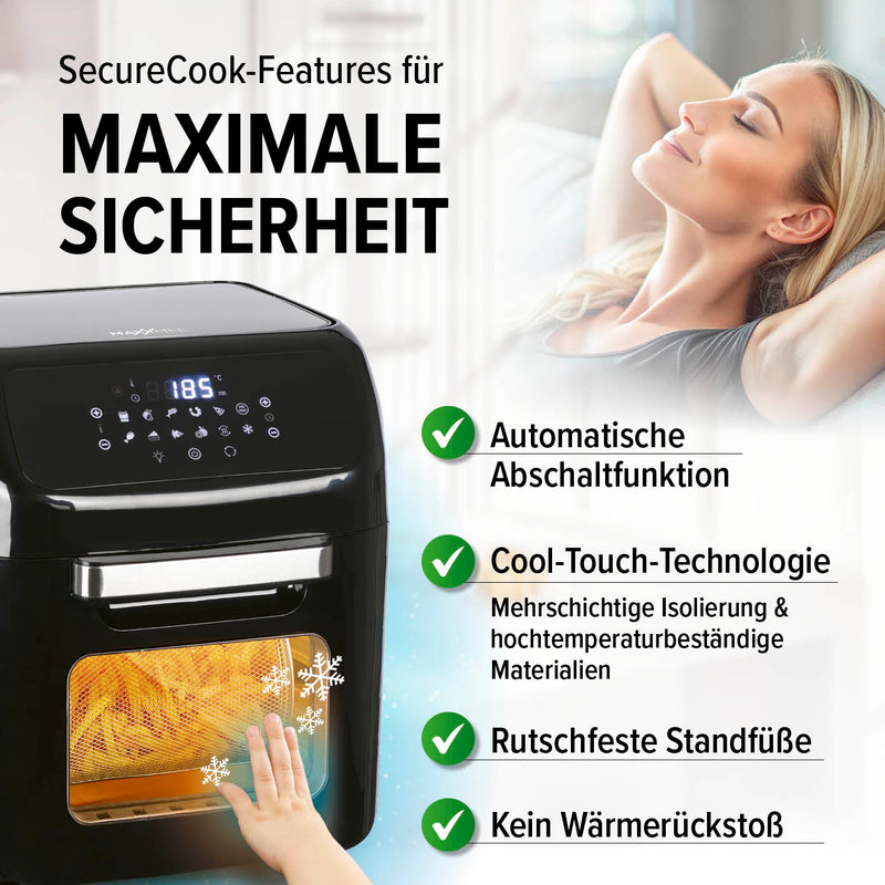 MAXXMEE Heißluft-Fritteuse Digital - 12 l Fassungsvermögen - schwarz