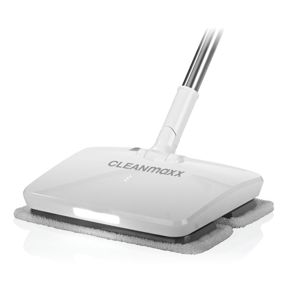 CLEANmaxx Akku-Vibrationsmopp Weiß mit LED-Beleuchtung, kabellos, sanft zu Böden, 2000 mAh Akku für 50 Min Laufzeit.