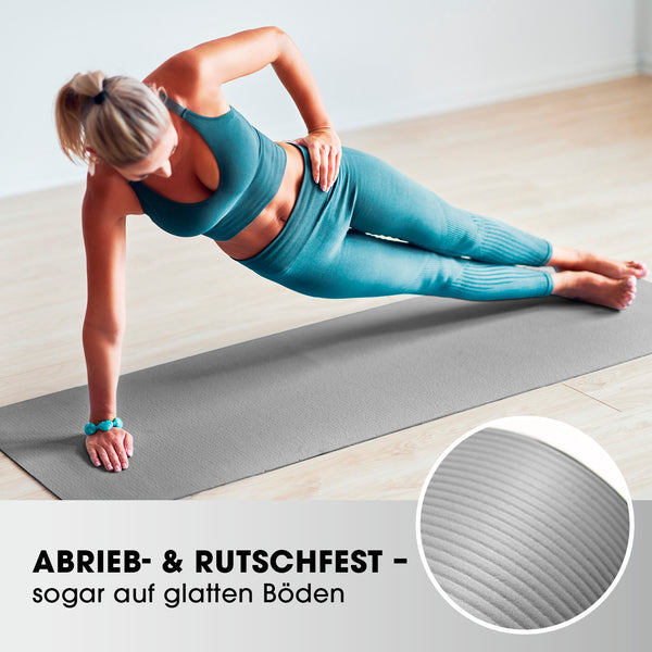 #DoYourFitness Fitnessmatte - In- & outdoor - Yoga, Gymnastik & Co. - 190 x 100 x 1 cm - Grau