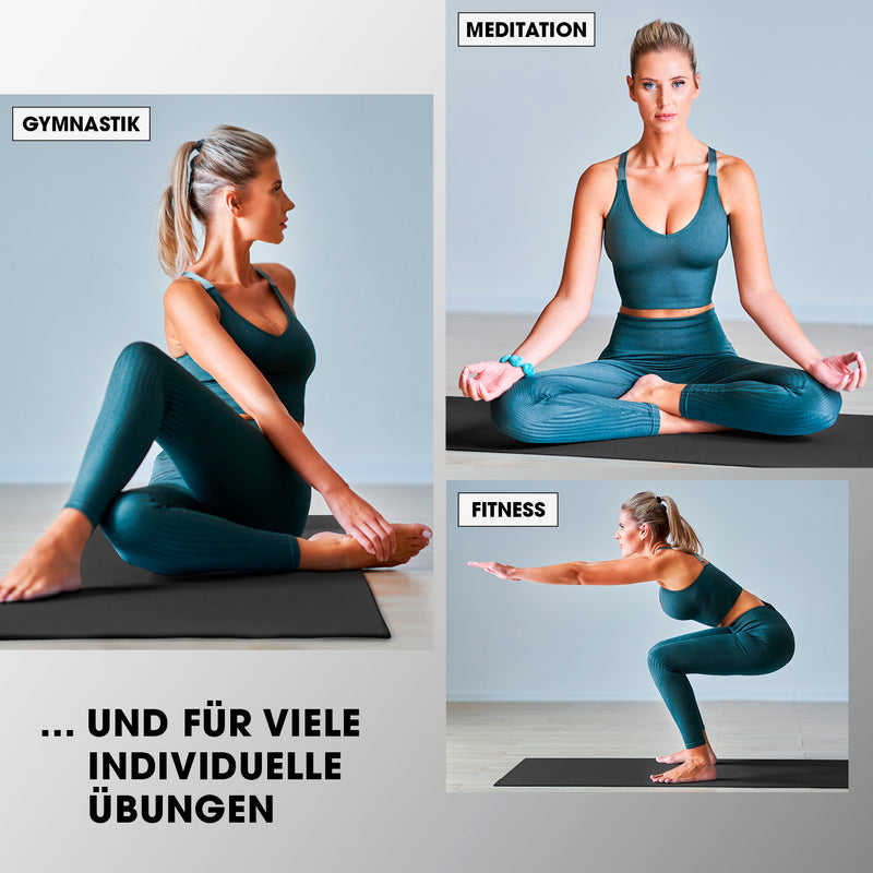 #DoYourFitness Fitnessmatte - In- & outdoor - Yoga, Gymnastik & Co. - 190 x 100 x 1 cm - Schwarz