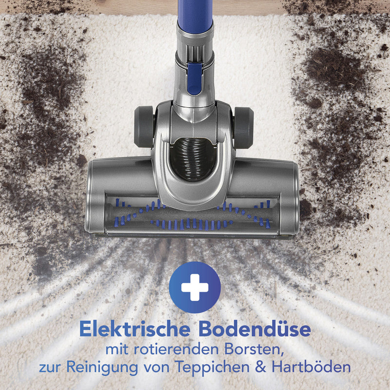 CLEANmaxx Akku-Zyklonstaubsauger kabellos mit elektrischer Bodendüse für Teppiche und Hartböden, 2in1 Hand- & Bodensauger.
