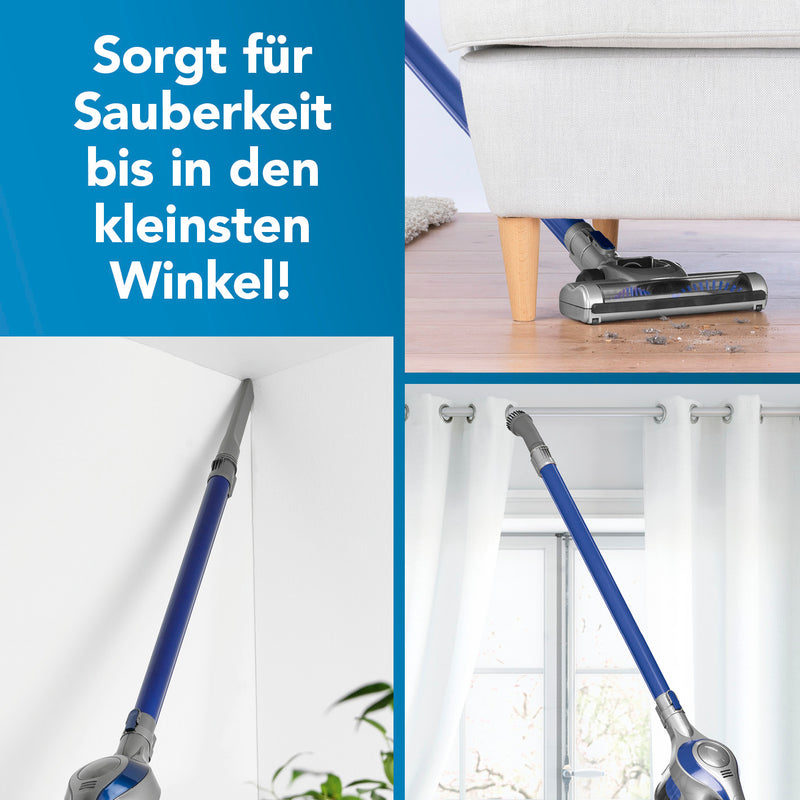 CLEANmaxx Akku-Zyklonstaubsauger, kabellos, aufladbar – 2in1 Hand- & Bodensauger reinigt flexibel bis in kleinste Winkel.