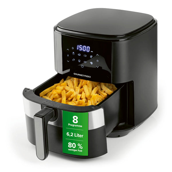 GOURMETmaxx Heißluftfritteuse, 6,2 l - Timer, 8 Programme, 9 Funktionen - 1500 W