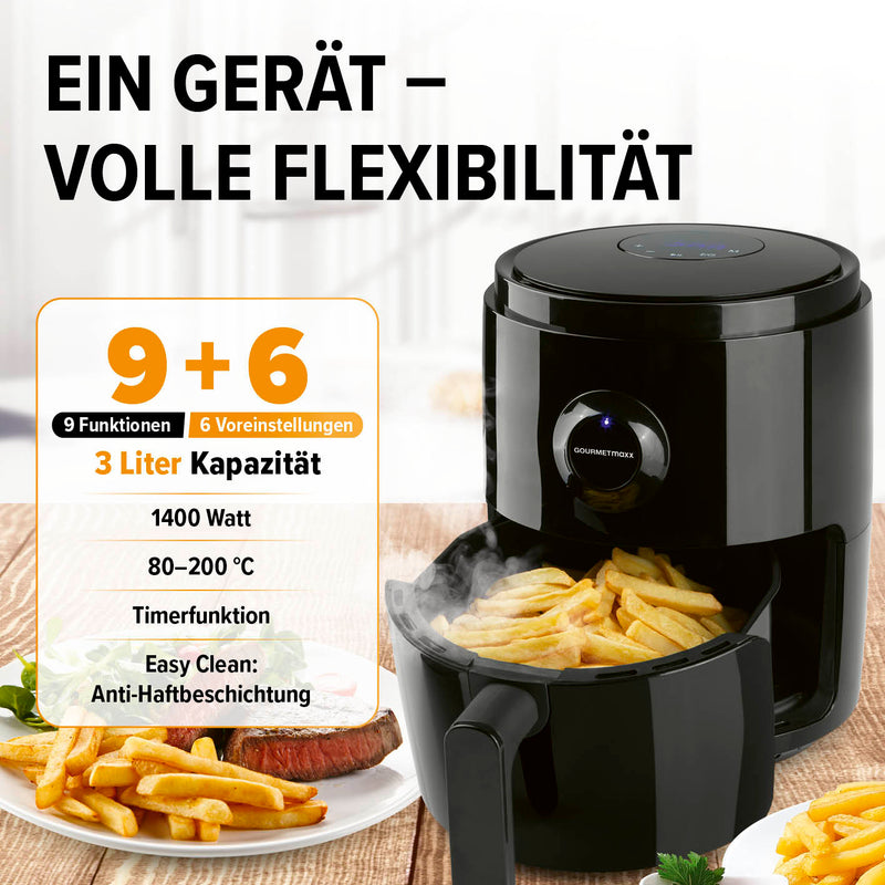 GOURMETmaxx Digitale Heißluft-Fritteuse - 1400 W - schwarz