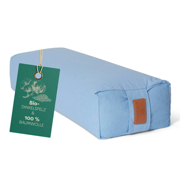 #DoYourYoga Yoga-Bolster Paravati - gefüllt mit Bio-Dinkelspelz - 67 x 22 x 13 cm - Hellblau