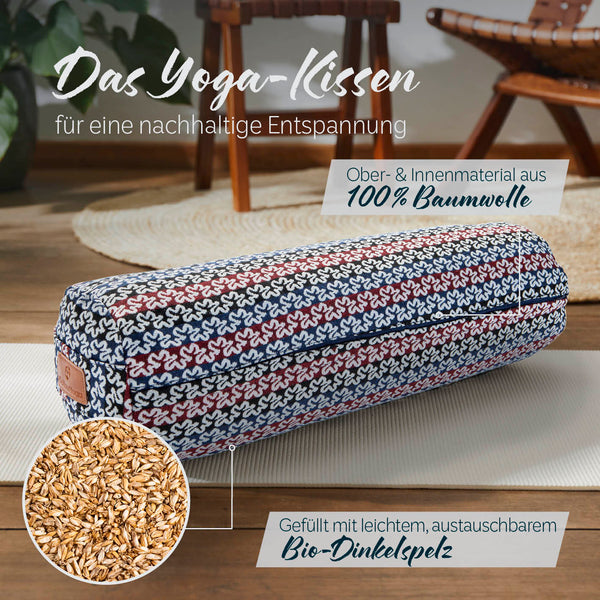 #DoYourYoga Yoga-Bolster Tarik - gefüllt mit Bio-Dinkelspelz - 68 x 22 x 22 cm - Style 17