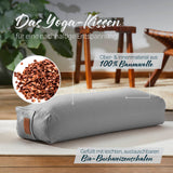 #DoYourYoga Yoga-Bolster Paravati - gefüllt mit Bio-Buchweizenschalen - 67 x 22 x 13 cm - Zementgrau