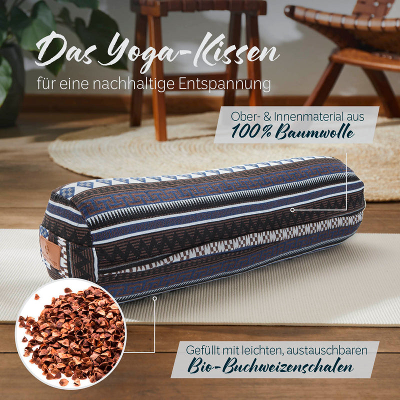 #DoYourYoga Yoga-Bolster Tarik - gefüllt mit Bio-Buchweizenschalen - 68 x 22 x 22 cm - Style 11