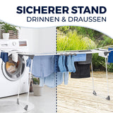 EASYmaxx Falt-Wäscheständer 2500, 25m Trockenlänge, roll-/ausziehbar, sicherer Stand drinnen und draußen, wetterfest und robust.