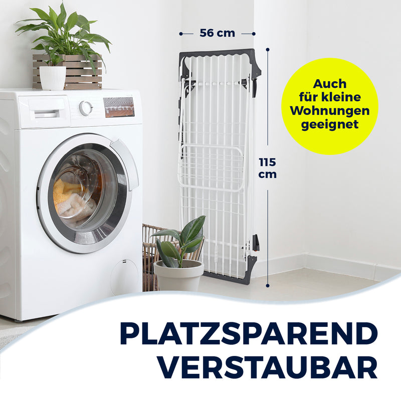 EASYmaxx Falt-Wäscheständer 2500, platzsparend klappbar 56x115 cm, ideal für kleine Wohnungen und platzsparendes Verstauen.