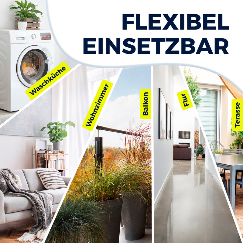 EASYmaxx Falt-Wäscheständer 2500, 25m Trockenlänge, flexibel einsetzbar in Waschküche, Wohnzimmer, Balkon, Flur und Terrasse.