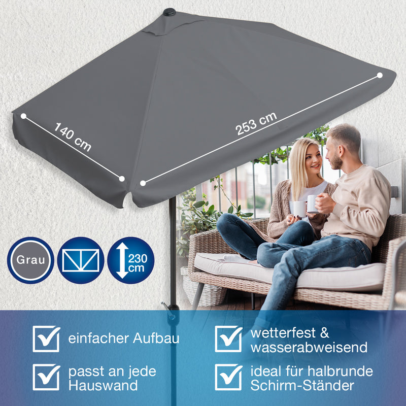 EASYmaxx Sonnenschirm mit UV-Schutz - rechteckig 230 x 140 cm - grau
