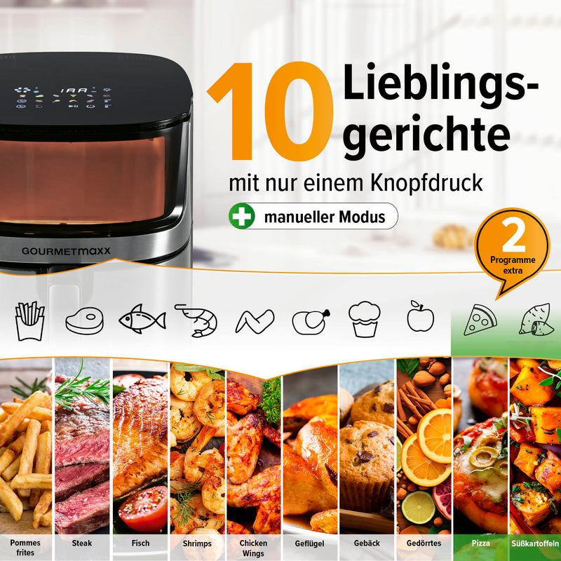 GOURMETmaxx Digitale Heißluftfritteuse mit Touchdisplay & Timerfunktion - 7,5 l