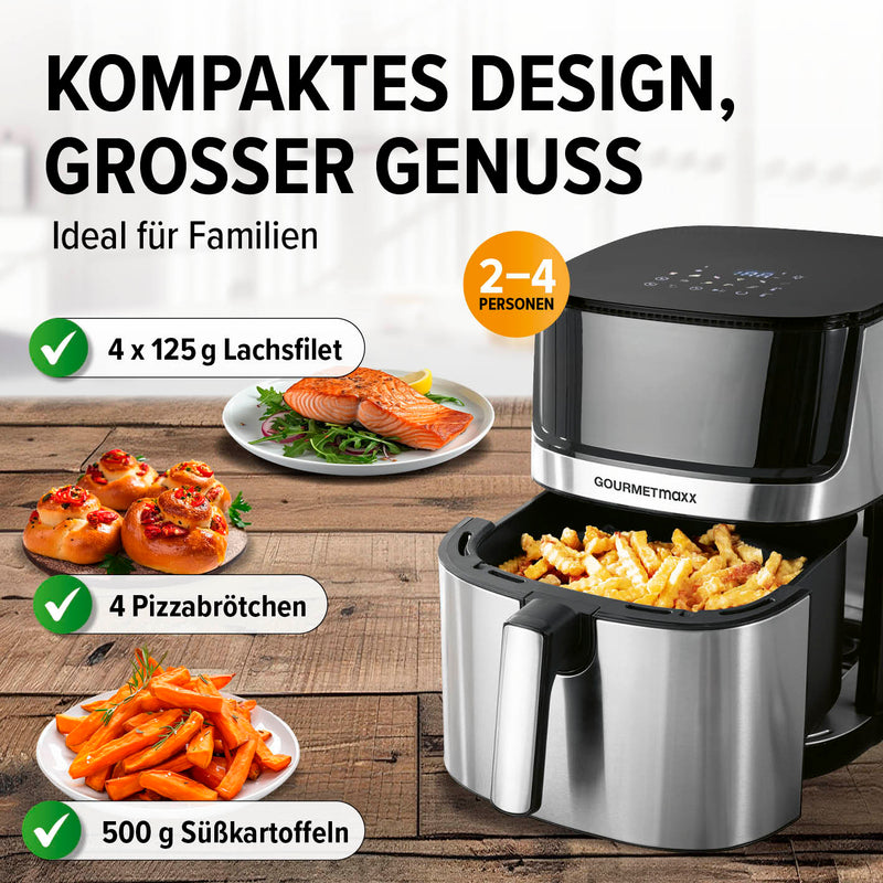 GOURMETmaxx Digitale Heißluftfritteuse mit Touchdisplay & Timerfunktion - 7,5 l