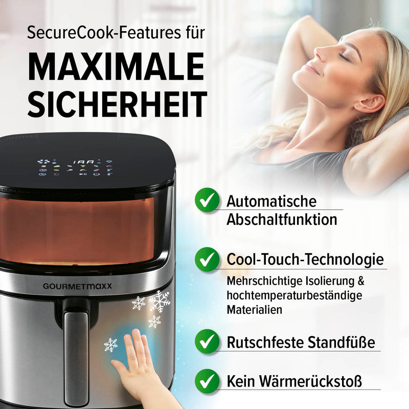 GOURMETmaxx Digitale Heißluftfritteuse mit Touchdisplay & Timerfunktion - 7,5 l