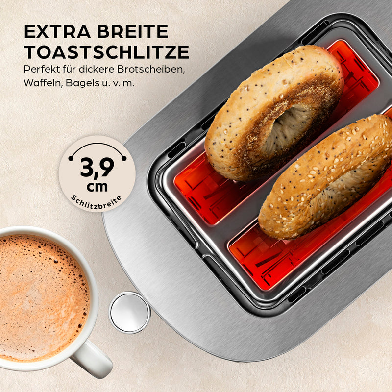 GOURMETmaxx Toaster, 2 Scheiben - 6 Bräunungsgrade, Touchscreen, Brötchenaufsatz