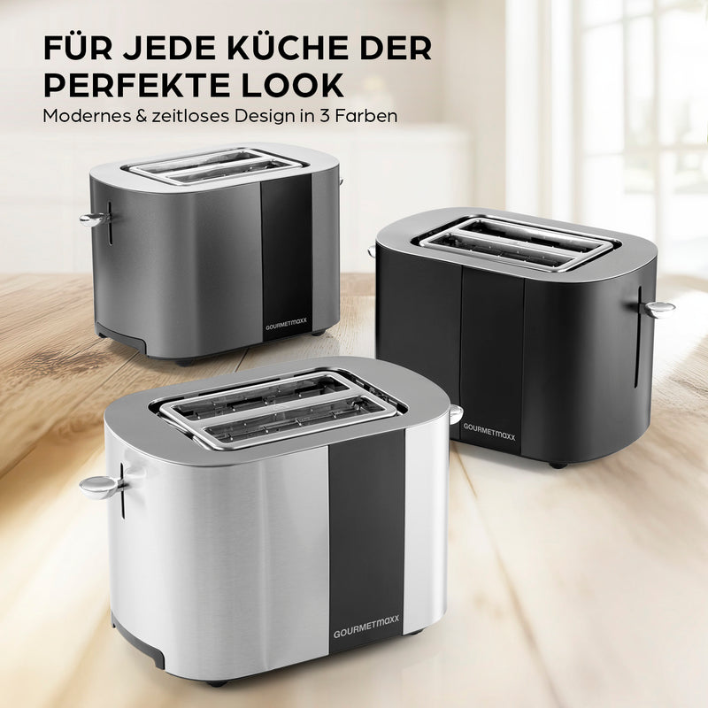 GOURMETmaxx Toaster, 2 Scheiben - 6 Bräunungsgrade, Touchscreen, Brötchenaufsatz
