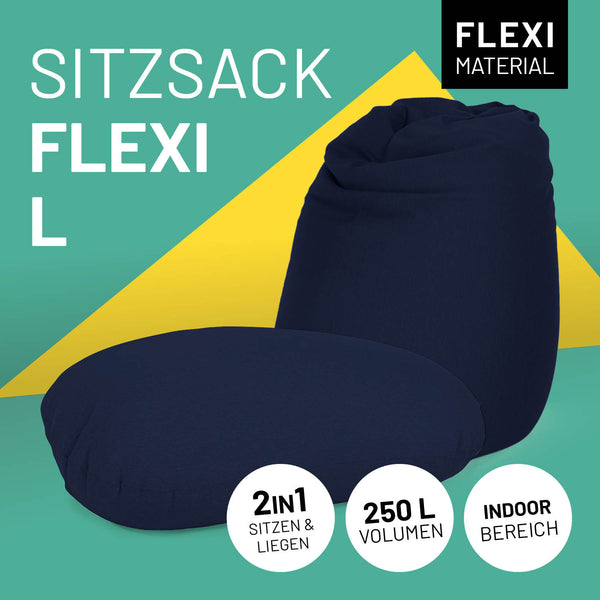 LUMALAND Flexi Comfort Sitzsack Premium Bean Bag Sitzkissen Medium Navyblau 2in1 für Sitzen und Liegen Indoor Volumen 250L