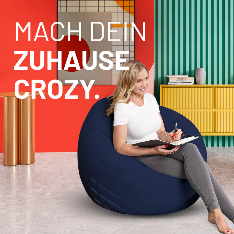 LUMALAND Flexi Comfort Sitzsack Premium Bean Bag Sitzkissen Medium Navyblau – ergonomisch, flexibel und modern für Zuhause.