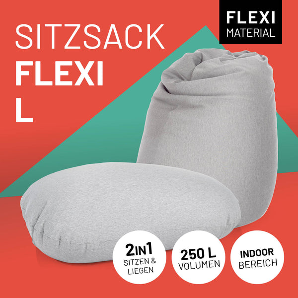 LUMALAND Flexi Comfort Sitzsack - Premium Bean Bag Sitzkissen Medium - 142 x 84 cm - Hellgrau