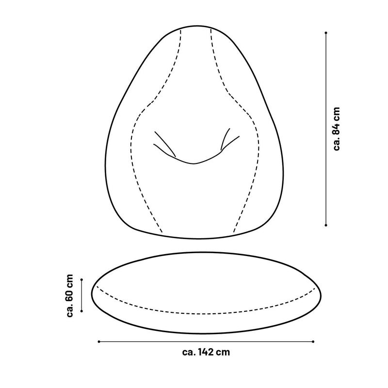 LUMALAND Flexi Comfort Sitzsack - Premium Bean Bag Sitzkissen Medium - 142 x 84 cm - Hellgrau